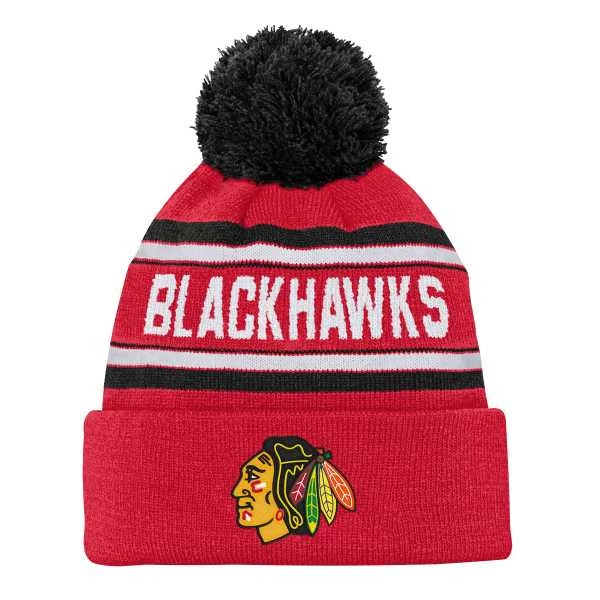 Kulich dětský CHI Jacquard Cuffed Knit With Pom Chicago Blackhawks